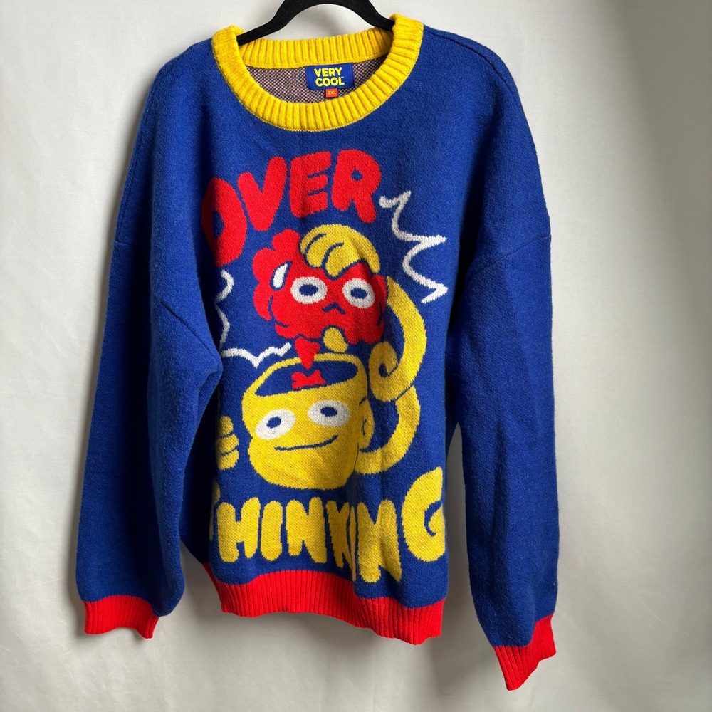 Very Cool Shirtz Overthink Graphic Knit Sweater KidCore 3XL Overthinking Jumper